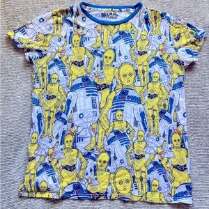 Disney Star Wars C3P0 R2-D2 Cakeworthy Tee Shirt Allover Print Large